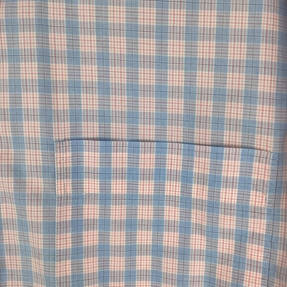 H. Stockton Mens Shirt SIze Medium Pink & Blue Checkered Long Sleeve Button-Down - Picture 4 of 9